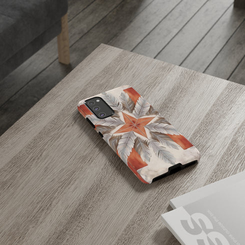 Silver Feather Compass - Impact Resistant Phone Case